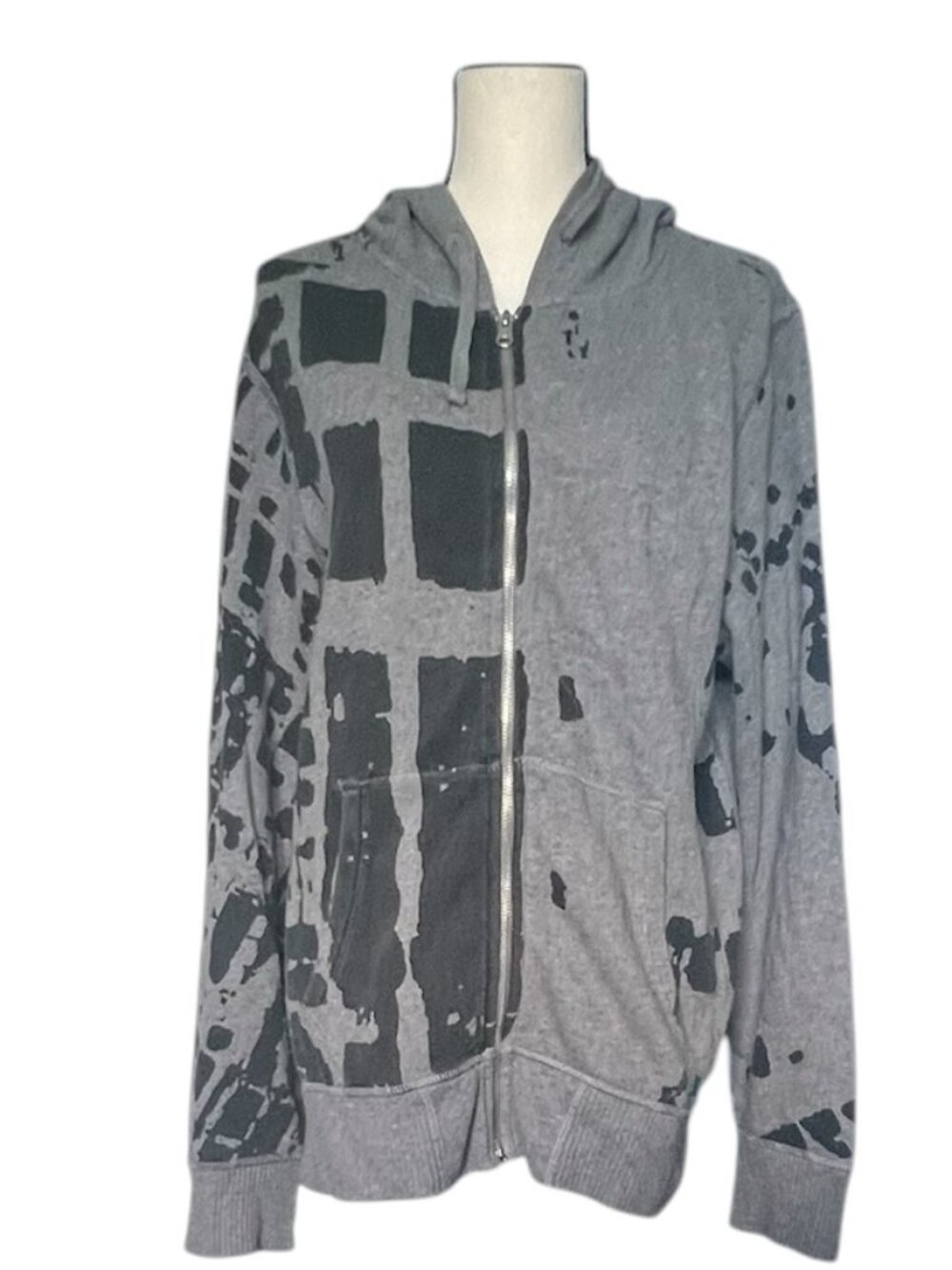 Fashion’s Night Out NYC 2010 Grey Graphic Zip-Up Hoodie Size L